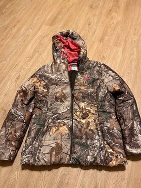 Realtree Hooded Camo Puffer Jacket - Pink Lining